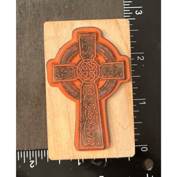 Celtic Cross Wood Mounted Rubber Stamp By PSX F-2370 Easter - Picture 2 of 3